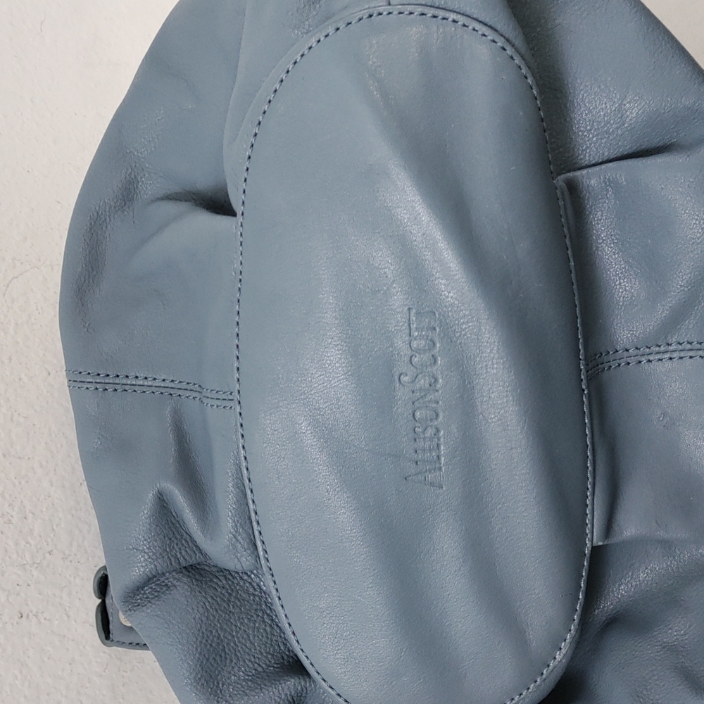 💥FINAL PRICE💥 Allison Scott Blue-Gray Pleated Leather Shoulder Bag - Picture 9 of 16